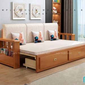 Sofa giường dạng văng gỗ có ngăn kéo S22 (2)