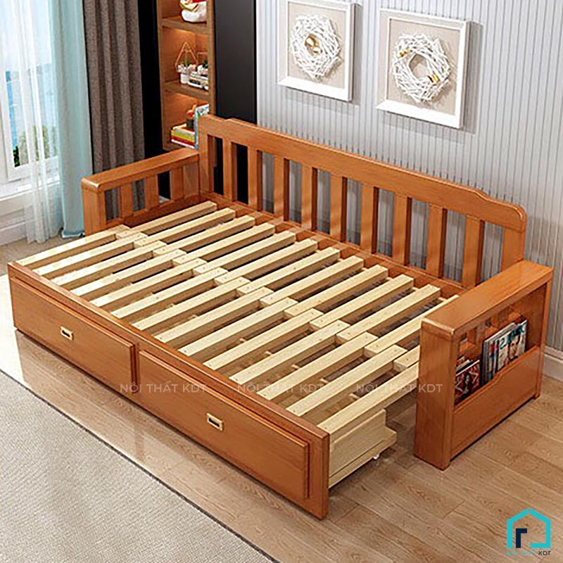 Sofa giường dạng văng gỗ có ngăn kéo S22 (4)