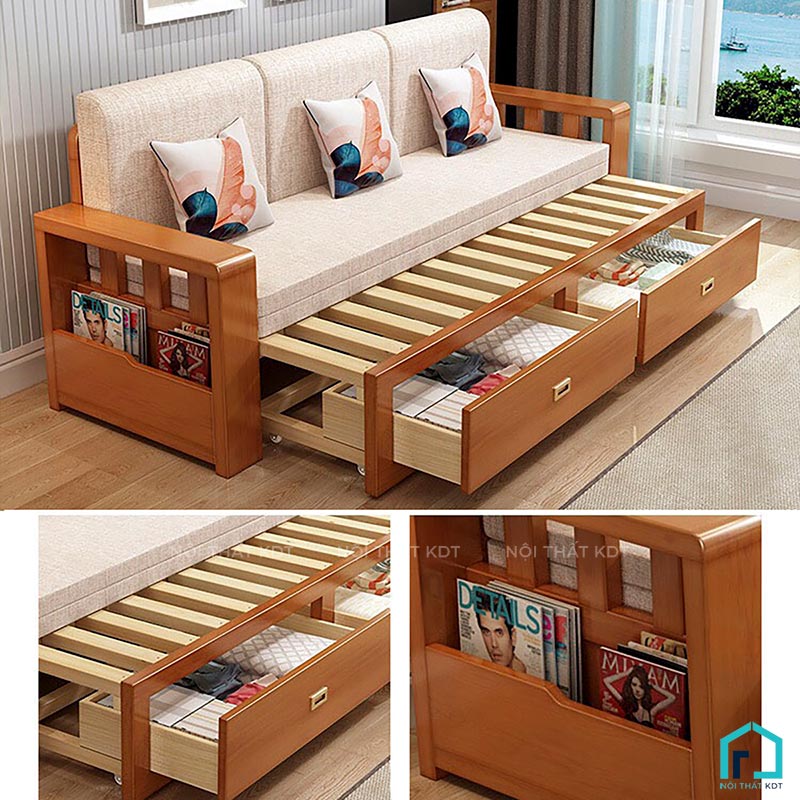 Sofa giường dạng văng gỗ có ngăn kéo S22 (5)