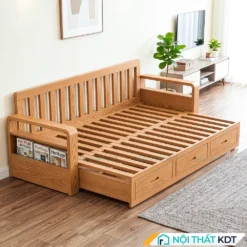 Sofa giường gỗ có ngăn kéo SG-50 màu sồi