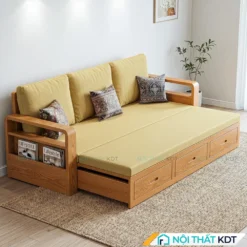 Sofa giường gỗ có ngăn kéo SG-50 màu vàng