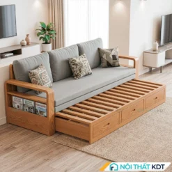 Sofa giường gỗ có ngăn kéo SG-50 màu xám