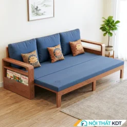 Sofa giường gỗ nhỏ gọn SG-50 màu xanh lam