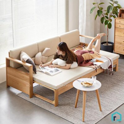 Sofa giường gỗ tay mỏng có ngăn kéo S40 (10)