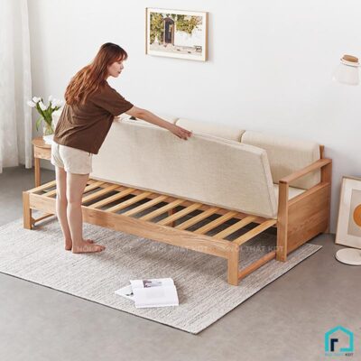 Sofa giường gỗ tay mỏng có ngăn kéo S40 (4)