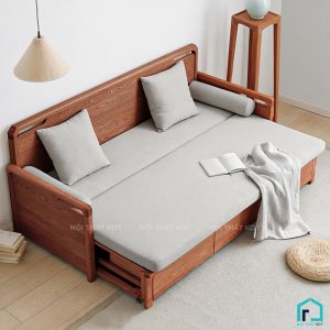 Sofa giường gỗ tay vịn mỏng tinh tế S34 (1)