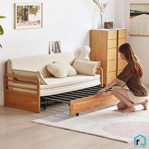 Sofa giường gỗ tay vịn nan ngang S47 (1)