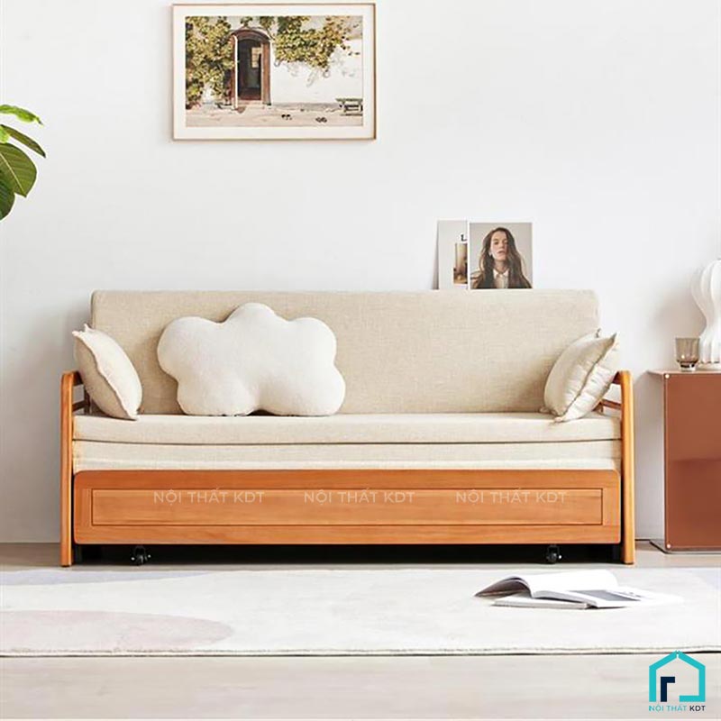 Sofa giường gỗ tay vịn nan ngang S47 (2)