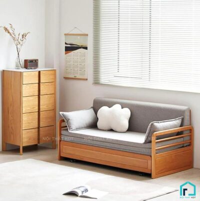Sofa giường gỗ tay vịn nan ngang S47 (3)