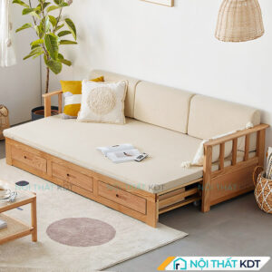 Sofa giường tay vịn mỏng có ngăn kéo S35