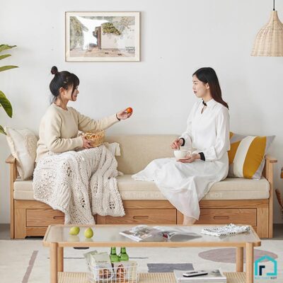 Sofa giường tay vịn mỏng có ngăn kéo S35 (2)