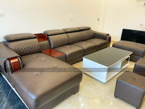 Bộ ghế sofa phòng khách da góc sang trọng S223 photo review