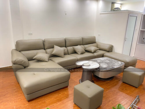 Bộ sofa da góc L phong cách châu Âu êm ái, sang trọng S225 photo review