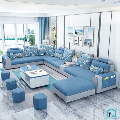 Bộ sofa hình chữ U bọc nỉ cho nhà rộng S27U (1)