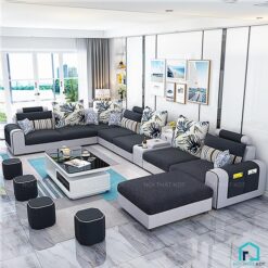 Bộ sofa hình chữ U bọc nỉ cho nhà rộng S27U (2)