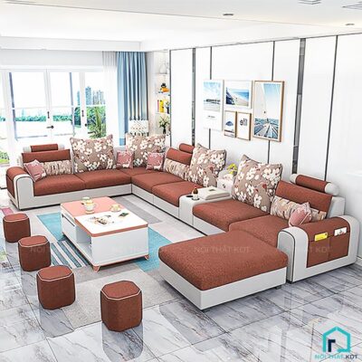 Bộ sofa hình chữ U bọc nỉ cho nhà rộng S27U (3)