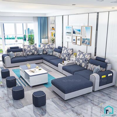 Bộ sofa hình chữ U bọc nỉ cho nhà rộng S27U (4)