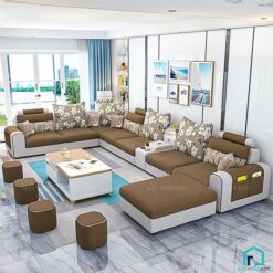 Bộ sofa hình chữ U bọc nỉ cho nhà rộng S27U (5)