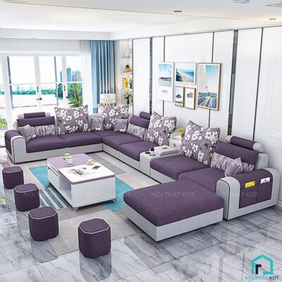 Bộ sofa hình chữ U bọc nỉ cho nhà rộng S27U (6)