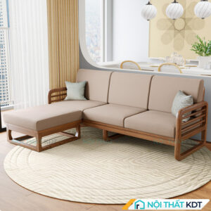 Bộ ghế sofa 3 chỗ gỗ sồi góc L nhỏ gọn tiết kiệm diện tích S175-L3