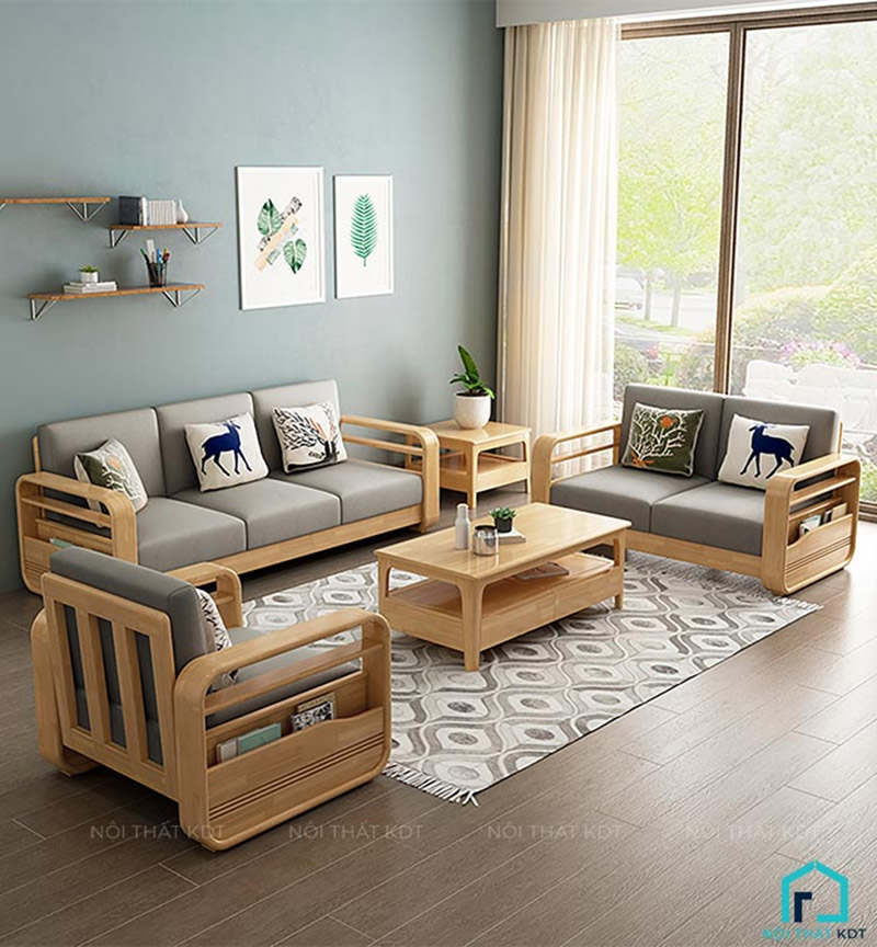 cách bố trí ghế sofa gỗ đơn giản