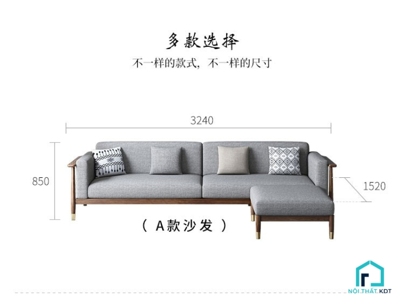 kích thước sofa gỗ tiêu chuẩn chữ l