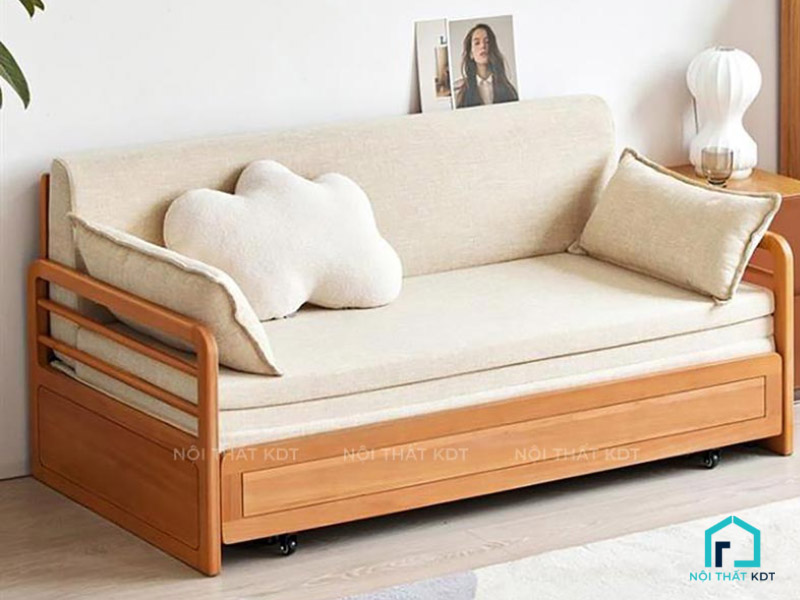 sofa giường gỗ nan ngang