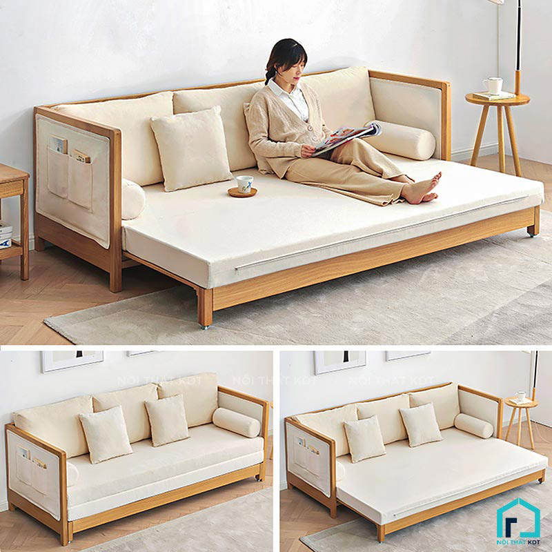 sofa gỗ tay vịn siêu mỏng