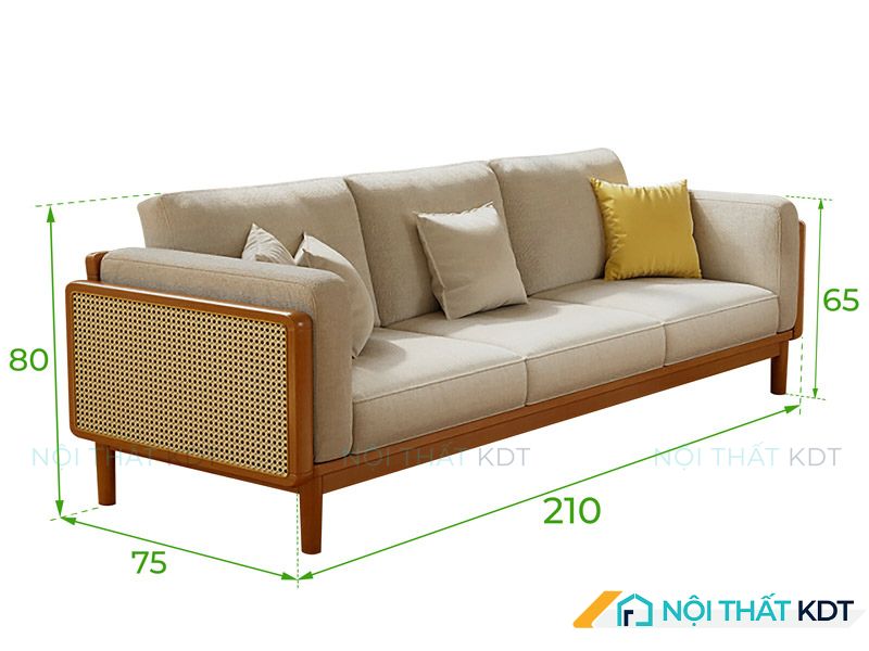 Kích thước sofa văng gỗ 3 chỗ tham khảo