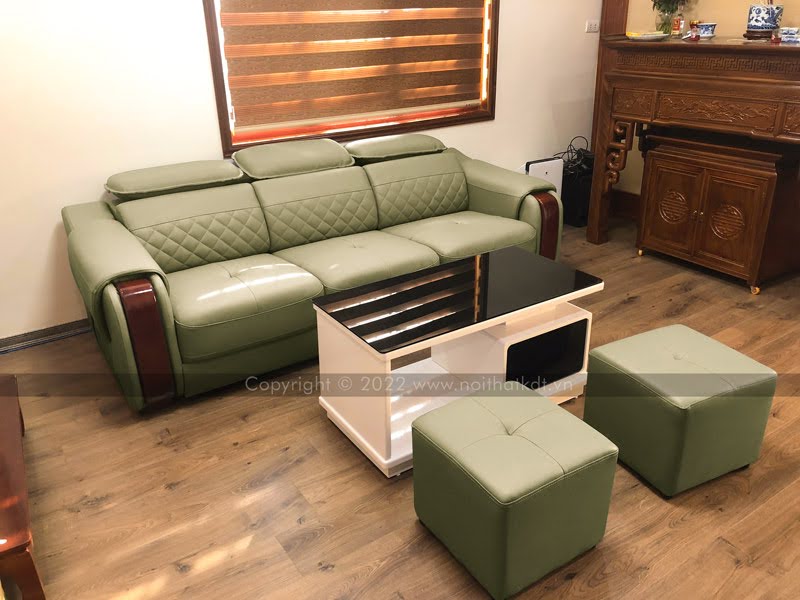 Sofa da microfiber xanh lá cây mềm mại, bền bỉ