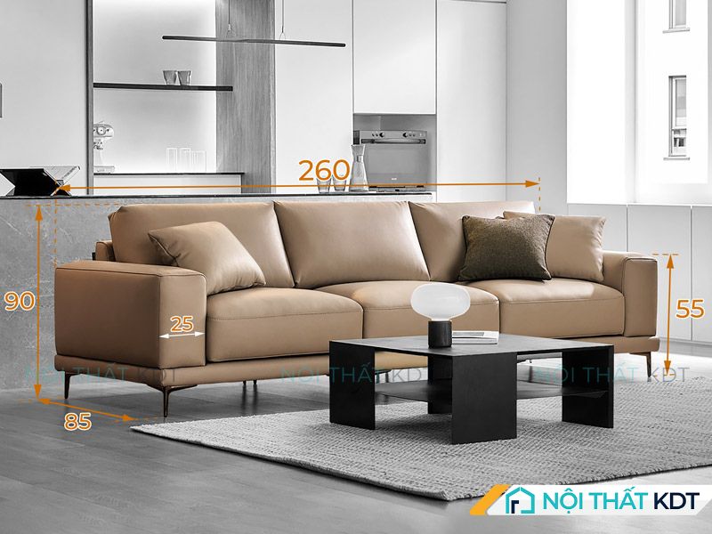 Kích thước sofa văng da 3 chỗ tham khảo