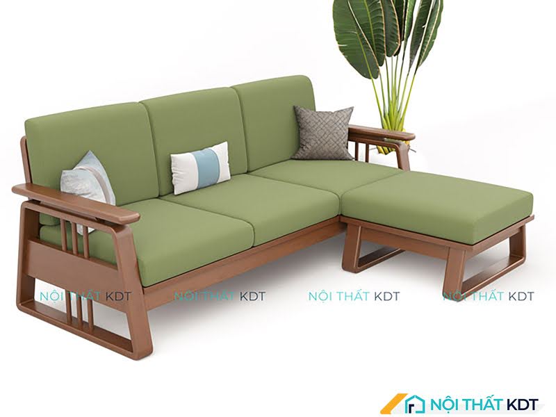 Mẫu sofa S370 chữ L xanh lá cây