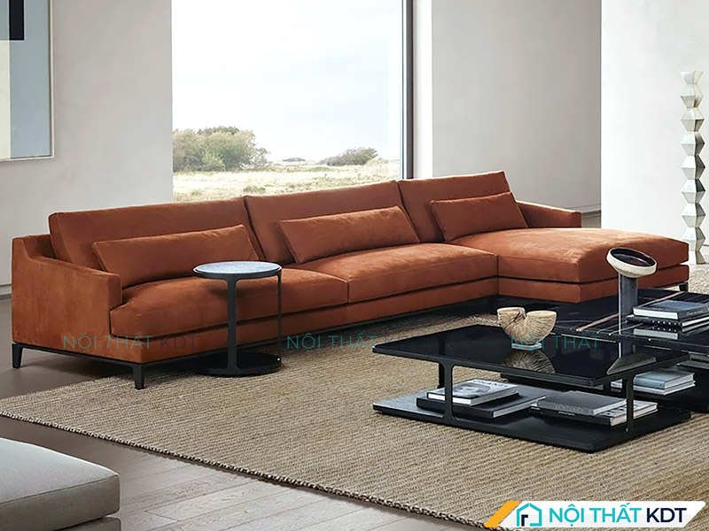 Sofa màu nâu socola phù hợp phòng tối giản