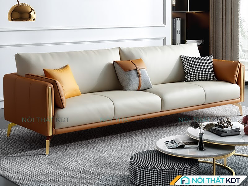 Chân ghế gỗ tự nhiên hoặc kim loại giúp sofa đứng vững