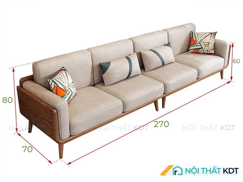 Kích thước sofa văng gỗ 4 chỗ tham khảo