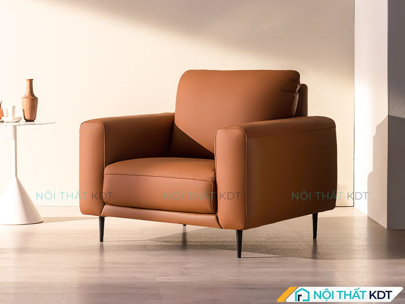 Mẫu sofa da đơn màu nâu da bò