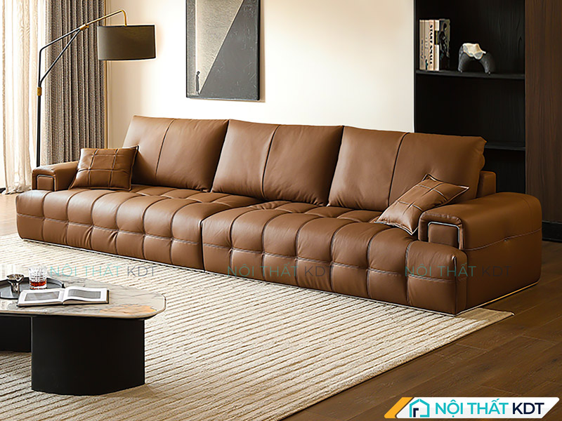 Mẫu sofa da văng màu nâu đất của Nội thất KDT