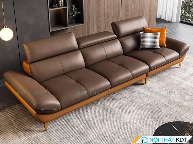 Mẫu sofa da văng màu nâu đất của Nội thất KDT