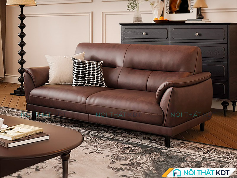 Mẫu sofa da văng màu nâu đất của Nội thất KDT