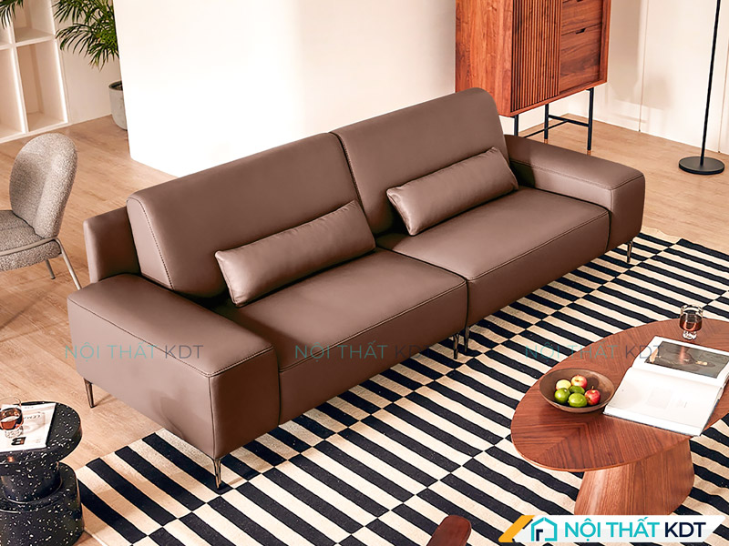Mẫu sofa da văng màu nâu đất của Nội thất KDT