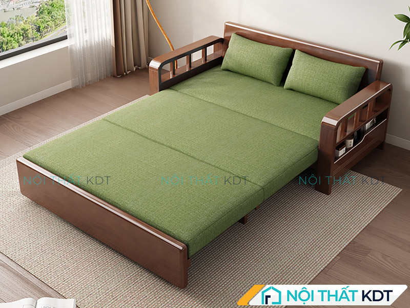 Sofa giường gỗ có hộc chứa đồ SG15 với khung gỗ chắc chắn, thiết kế thông minh cho căn hộ hiện đại, 2 chức năng - 1 sản phẩm