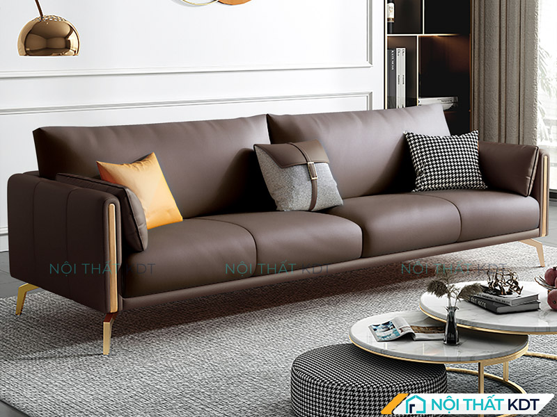 Mẫu sofa da văng màu nâu đen của Nội thất KDT
