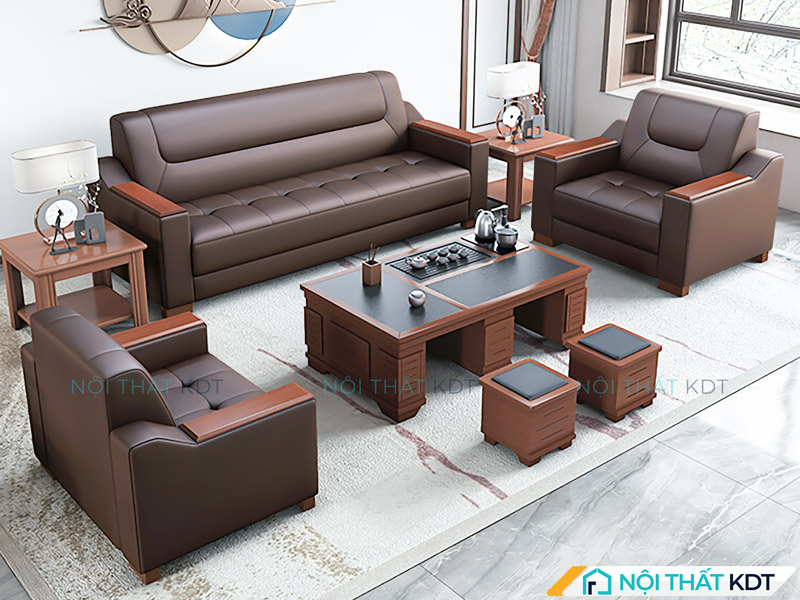 Bộ sofa chữ U màu nâu đen của Nội thất KDT