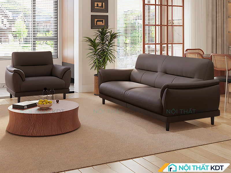 Bộ sofa chữ U màu nâu đen của Nội thất KDT