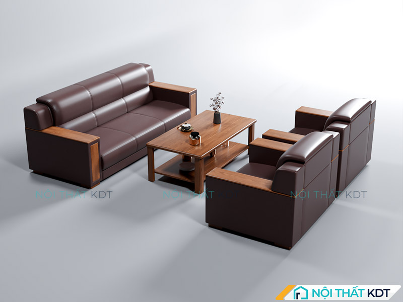 Bộ sofa chữ U màu nâu đen của Nội thất KDT