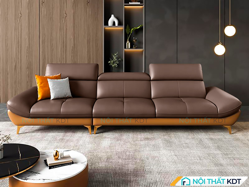 Mẫu sofa da văng màu nâu cafe của Nội thất KDT