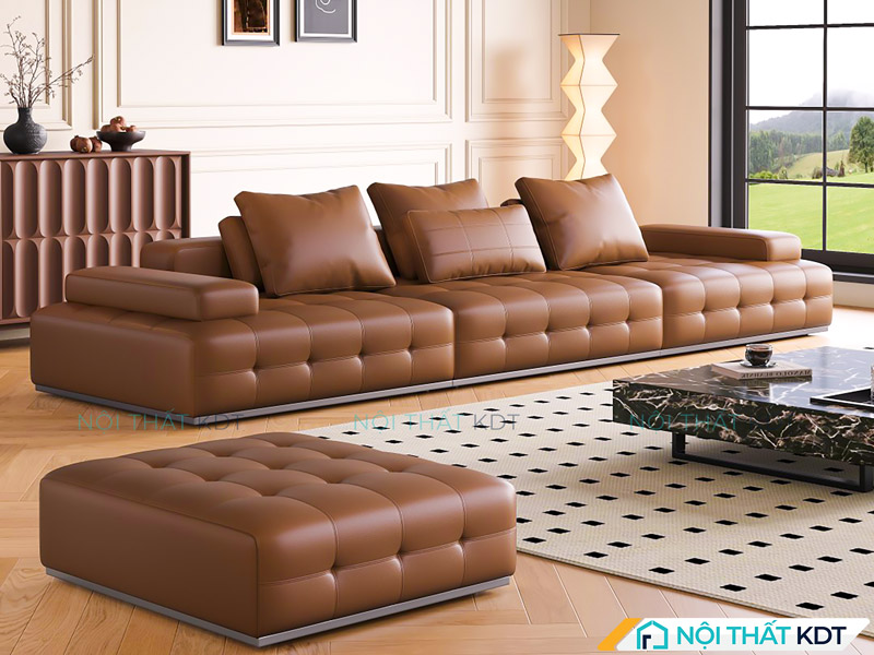 Mẫu sofa da văng màu nâu cafe của Nội thất KDT