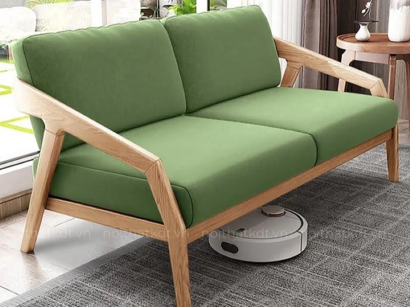 Bộ sofa văng gỗ S177A xanh nõn chuối