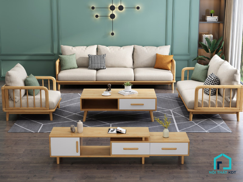 mẫu sofa gỗ chữ u mang thiết kế trẻ trung