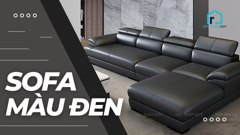 Mẫu sofa da góc giá rẻ màu đen sọc trắng AmiA SFD076